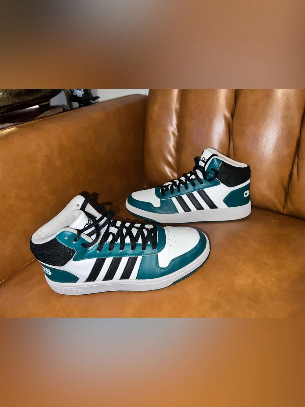 Adidas Hoops 2.0 Mid 'Black Green' FW5995 Men's size 9.5